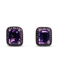 Bellus Domina - Sterling Amethyst & Cubic Zirconia Square Earrings - Lyst
