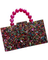 CLOSET REHAB - Acrylic Party Box Purse In Multicolor Glitter With Beaded Handle - Lyst
