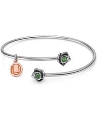 Unaloe - Sterling Magnifica Open Bangle Bracelet With Natural Emerald – Handmade Italian Artisan Jewelry - Lyst