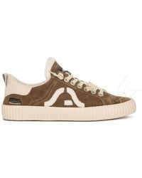 Springa | Unique Vulcanized Sneakers Italian Handmade - Wavy Suede Taupe Embroidery Sneakers - Lyst