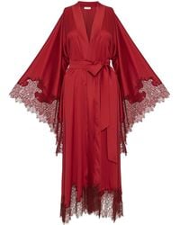 Avenue 8 - Lace Maxi Silk Robe - Lyst