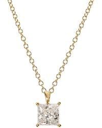 Diamonbliss - Embellished Swarovski Stone Plated Sterling Solitaire Princess Cut Pendant Necklace One Carat - Lyst