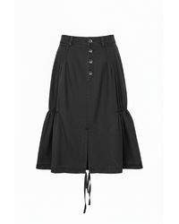 Conquista - Button-Front Midi Skirt With Adjustable Front Slit - Lyst