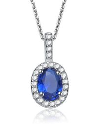 Genevive Jewelry - Sterling Silver Cubic Zirconia Blue Cubic Zirconia Oval Necklace - Lyst