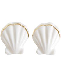 POPORCELAIN - Porcelain Clam Shell Statement Stud Earrings - Lyst