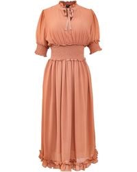 Smart and Joy - Chiffon Dress With Smocks And Small Ruffles - Lyst