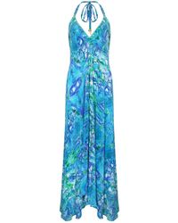 Sophia Alexia - Turquoise Glow Maxi Silk Ibiza Dress - Lyst