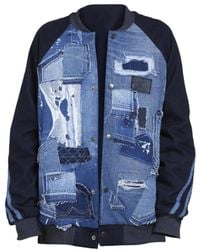Story Wear - Knit-Like Denim Baseball Jacket - Lyst