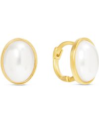 Esterah - Oval Pearl Bezel Earrings - Lyst