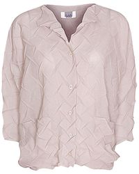 London Atelier Byproduct - Neutrals Cream Chevron Pleated Blouse - Lyst