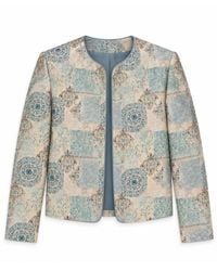 Stovaria - Ivory Silk-Cotton Jacquard Statement Jacket - Lyst