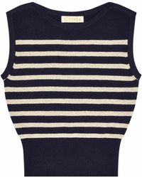 Guinea London - Neutrals & Cream Lurex Stripe Vest Knit Top - Lyst