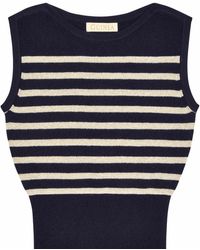 Guinea London - Neutrals & Cream Lurex Stripe Vest Knit Top - Lyst