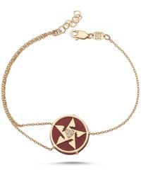 Ecce | Artisan Diamonds - Rose 14K Solid Happy Star Heart Diamond Bracelet - Lyst
