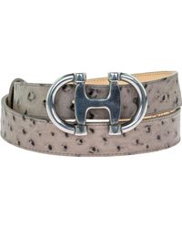 Peachy Belts Ltd - Ostrich Print Belt For Trousers With Double D Buckle - Lyst