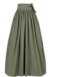 Nikka Place - High Waist Cotton Gathered Skirt With Front Bow & Pockets - Lyst