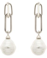 Emma Holland Jewellery - Platinum & Baroque Pearl Drop Clip Earrings - Lyst