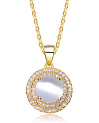 Genevive Jewelry - Sterling Silver Gold Overlay Frosty Cubic Zirconia Circle Necklace - Lyst
