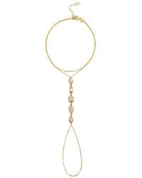 LINYA JEWELLERY - Geometric Stone Sahmaran & Plated Bracelet, Hand Chain - Lyst