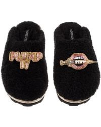 Laines London - Teddy Closed Toe Slippers With Plump It Pout Brooches - Lyst