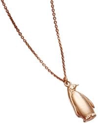 Posh Totty Designs - Rose Gold Plated Soulmate Penguin Charm Necklace - Lyst