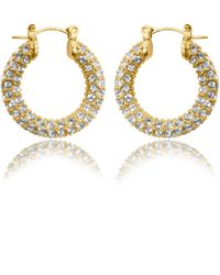 VIEA - Ayla Micro Inlaid Diamond Hoop Earrings - Lyst