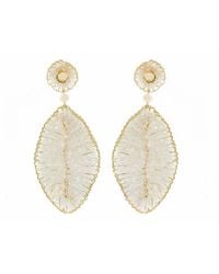 Lavish by Tricia Milaneze - White Hand Made Crochet Leaf Earrings - Lyst