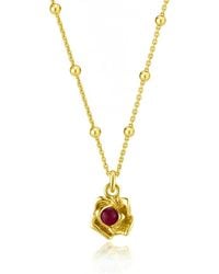 Unaloe - Vermeil Ruby Pendant Necklace – Natural Ruby Floral Statement Jewelry, Italian Luxury Design - Lyst