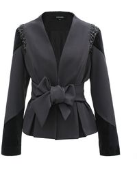 Smart and Joy - Bi-Material Blazer And Knotted Belt With Embroideries - Lyst