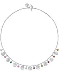 Dower & Hall - Hammered Disc And Mixed Gemstone Array Necklace In Sterling - Lyst