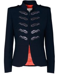 The Extreme Collection - Blazer With Embroidery And Mandarin Collar - Lyst