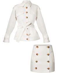 Tia Dorraine - Oversized Belted Trench Jacket & Mini Skirt Set - Lyst