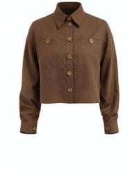 Exquise - Seleneelle Long Sleeve Linen Crop Jacket - Lyst
