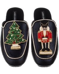 Laines London - Classic Mules With Christmas Tree & Nutcracker Brooches - Lyst