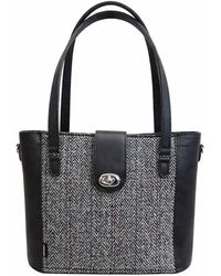 Zatchels - Tannery Tweed & Leather Mini Twist Lock Shopper Bag - Lyst