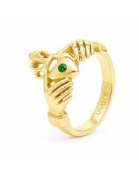 Unaloe - Emerald Heart With Hands Ring – -Plated Sterling - Lyst