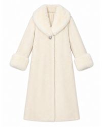 Santinni - Sunset Boulevard Long Wool Coat With Faux Fur - Lyst
