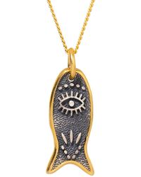 Ebru Jewelry - Lucky Fish & Evil Eye Symbol Sterling Chain Necklace - Lyst