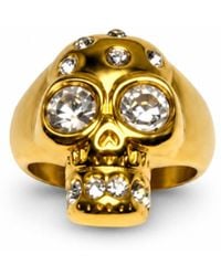 Jagged Halo Jewelry - Memento Crystal Skull Ring Stainless Steel Platied - Lyst