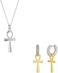 Spero London - Sterling Egyptian Ankh Necklace & Earring Set - Lyst