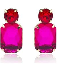 Michael Nash Jewelry - Adelle Fuschia Crystal Ocatgon And Ruby Round Stone Drop Earrings - Lyst