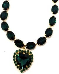Achala Handcrafted - Opulent Emerald Crystal Heart Necklace - Lyst