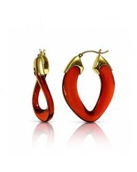 Gold & Honey - Garnet Curb Link Lucite Birthstone Hoop Earrings - Lyst