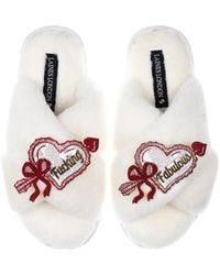 Laines London - Neutrals Classic Laines Slippers With Fucking Fabulous Hearts Brooches - Lyst