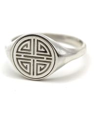 VicStoneNYC Fine Jewelry - Long Healthy Life Pattern Signet Ring By Handmade - Lyst