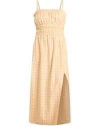 Known Supply - Neutrals Tiered Checkered Dress - Lyst