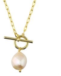 Harfi - Plated Pearl T-Bar Necklace - Lyst