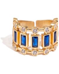 Ebru Jewelry - Radiant Majesty Sapphire Adjustable Cuff Ring - Lyst