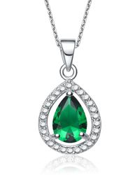 Genevive Jewelry - Sterling Plated With Cubic Zirconia Pear Shape Necklace - Lyst