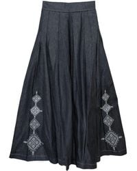 L2R THE LABEL - Dark Embellished Emberloom Denim Maxi Skirt - Lyst